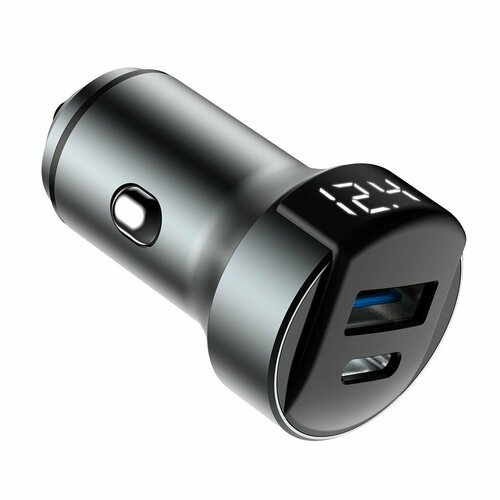 Автомобильное зарядное устройство OLMIO 38W, Type-C +USB, PD, QC, gray