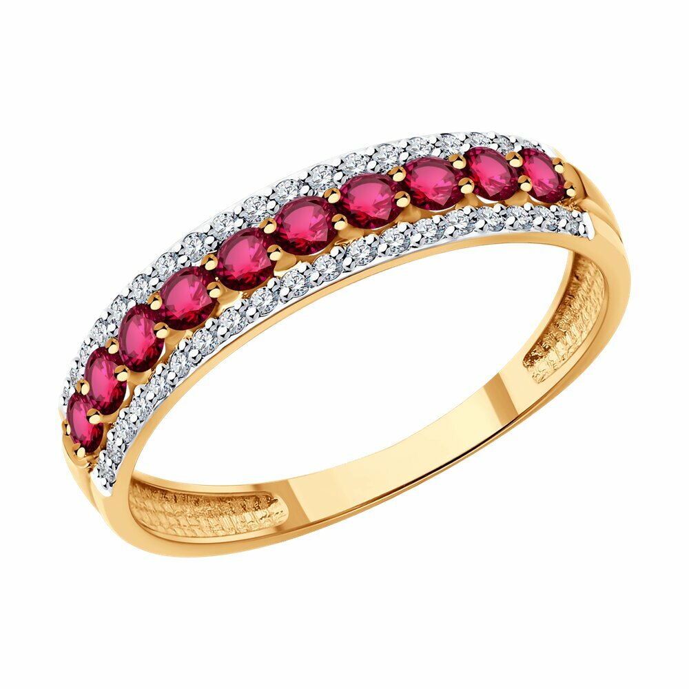 Кольцо Diamant, красное золото, 585 проба, бриллиант, рубин