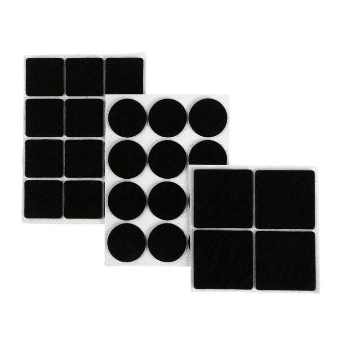 фото Набор накладок мебельных, войлочных, 28 шт, 2,5х2,5; d=2,5; 3,8х3,8, цвет черный 9938806