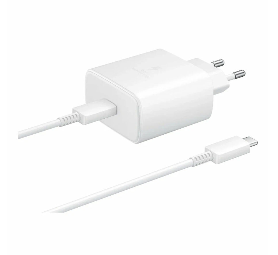 Зарядное устройство для Samsung с кабелем USB Type-C / Супер быстрая зарядка 45W / цвет белый