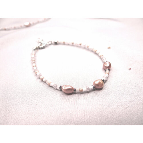 Браслет, размер 17 см, размер one size, белый, оранжевый