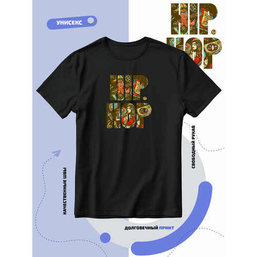 футболка 2022 мужская женская летняя с изображением кактуса с надписью i can fly трэвиса скотта стиль хип хоп Футболка SMAIL-P буквы с фоновым изображением hip-hop хип-хоп, размер M, черный