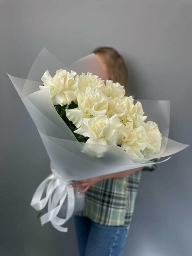 Изображение товара Букет "Белых французских роз" 9 штук, от "Di_Flowerslab", размер M