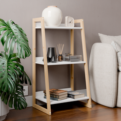 Стеллаж Libery Wood "хельга", для дома и офиса, сканди-лофт, 54 см x 39,2 см x 100 см, белая/светло-коричневая