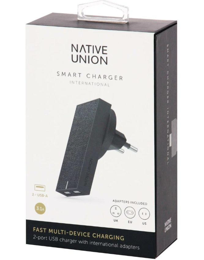 Сетевое зарядное устройство Native Union Smart Charger International, серый