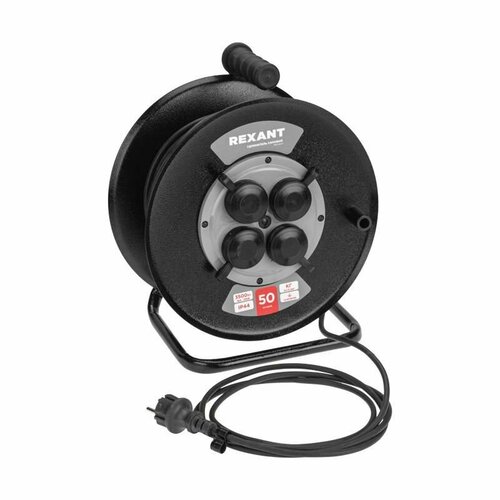 Удлинитель силовой КГ на катушке 4 гнезда сз 50м 3х15кв мм IP44 c защитными крышками метал катушка Rexant 13-5013 9986₽