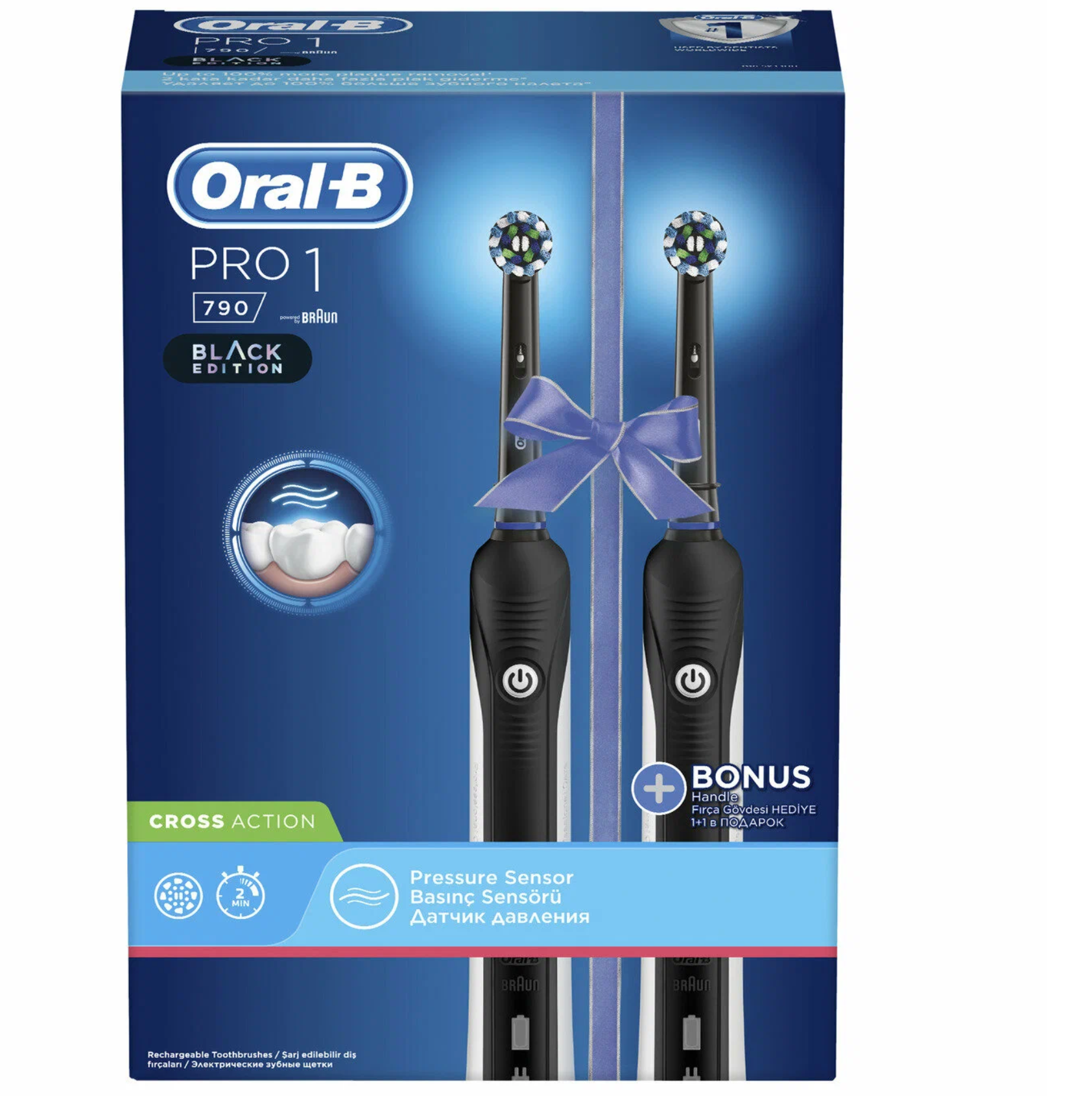 Электрическая зубная щетка Oral-B Pro 1-790, черный, 2 шт. (80334052) - фото №10