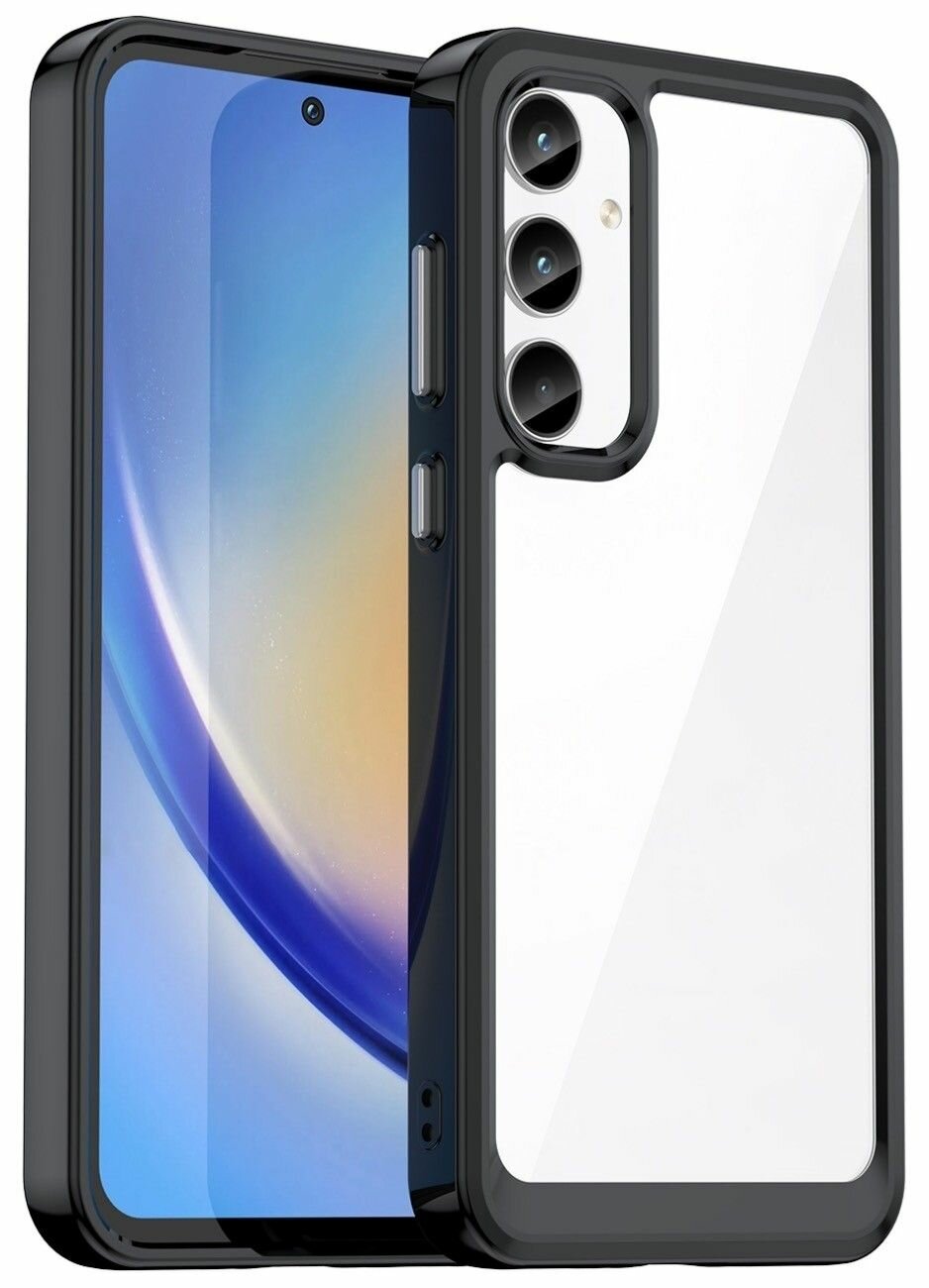 Чехол на Samsung Galaxy A55 5G пластиковый с силиконовой окантовкой чёрный