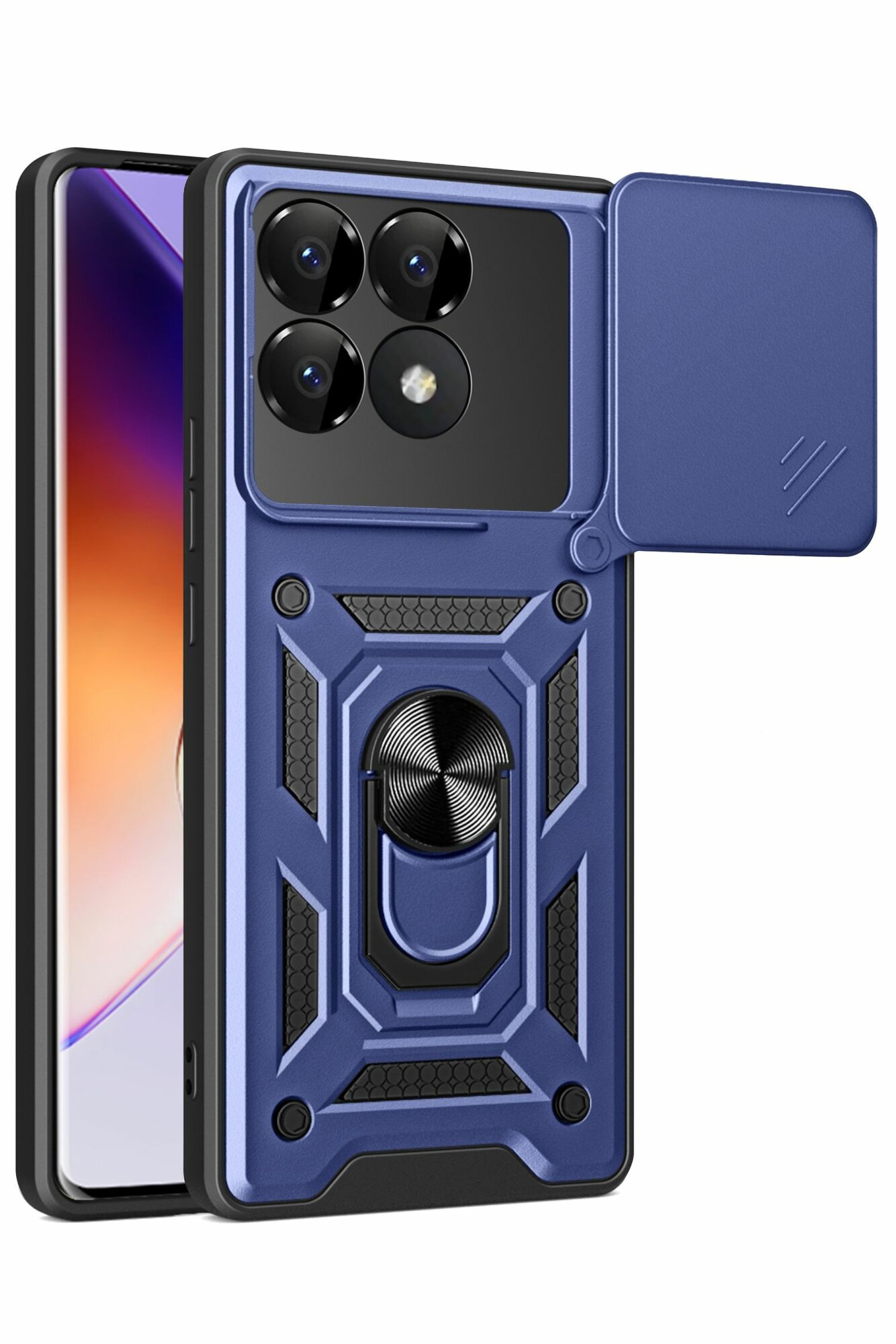 Чехол противоударный armors для Xiaomi Poco F6 Pro / Поко Ф6 Про с защитой камеры (Темно-синий)