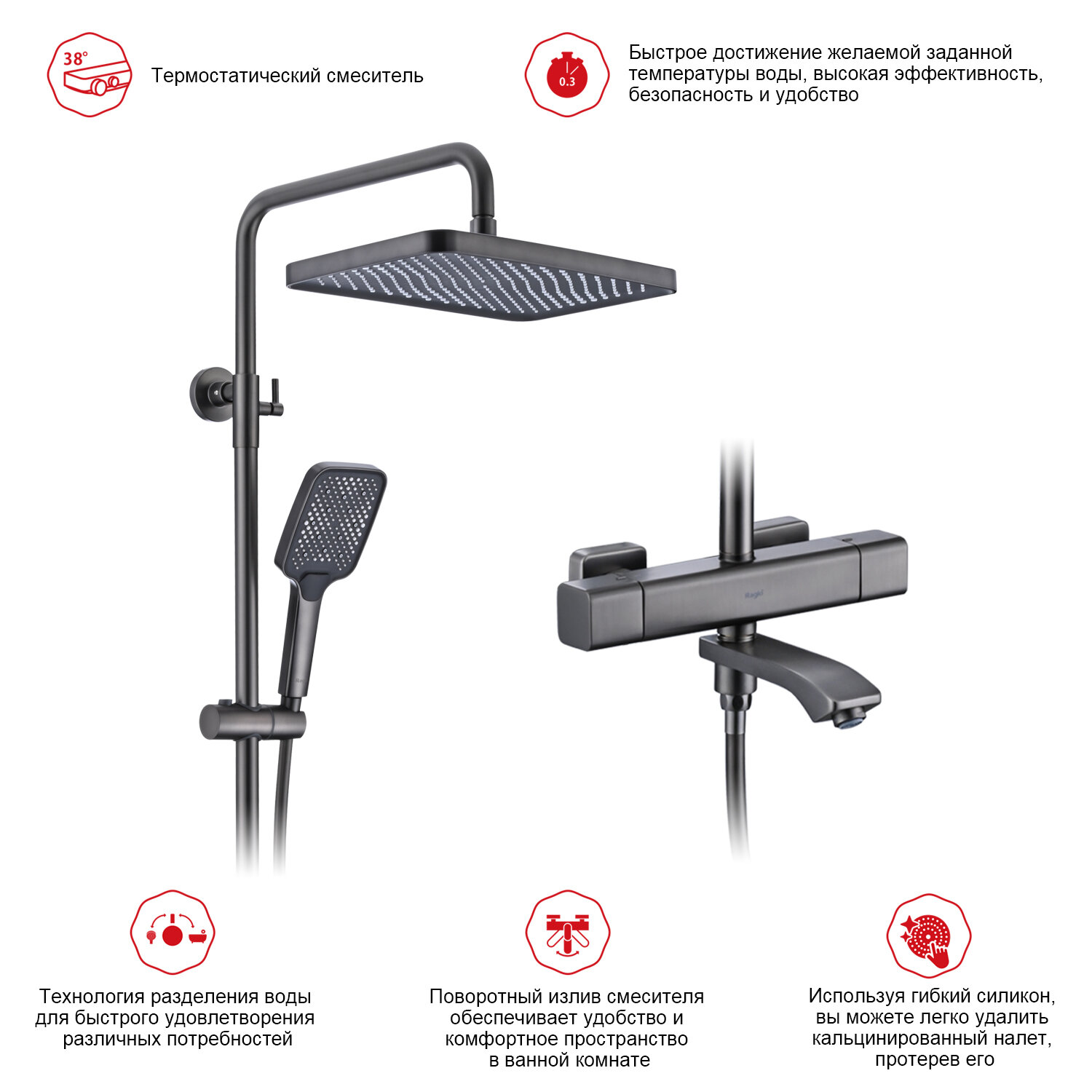 Душевая стойка с термостатом Raglo R01.26.09 — фото 1