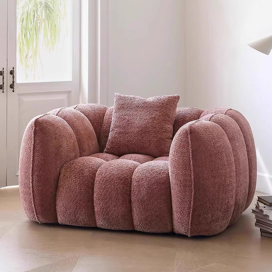 Мягкое дизайнерское кресло Pumpkin Chair (розовый)