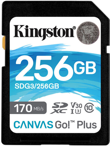 Карта памяти SD 256 Gb Kingston SDXC Canvas Go Plus, class 10, UHS-I U3 V30 (SDG3/256GB)