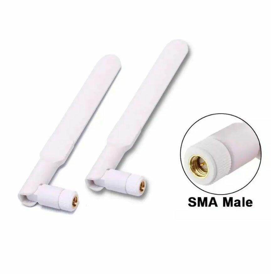 Антенна 5dBi 3G/4G LTE для роутеров SMA-male - 2 шт. (Белая)