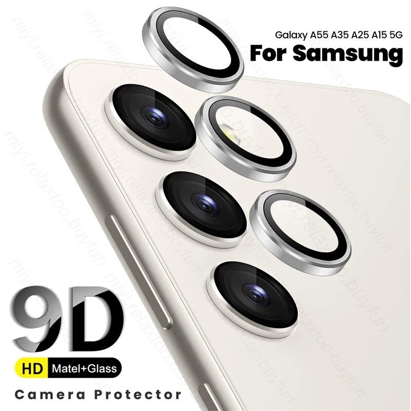 Кольцо Matel для задней линзы HD + защитное стекло из закаленного стекла 9D для камеры Samsung A55 Samsung A55 A35 A25 A15 Samsang A 55 35 25 15, Sliver-03, For Samsung A55 5G, 1Set(3Pieces) — фото 1