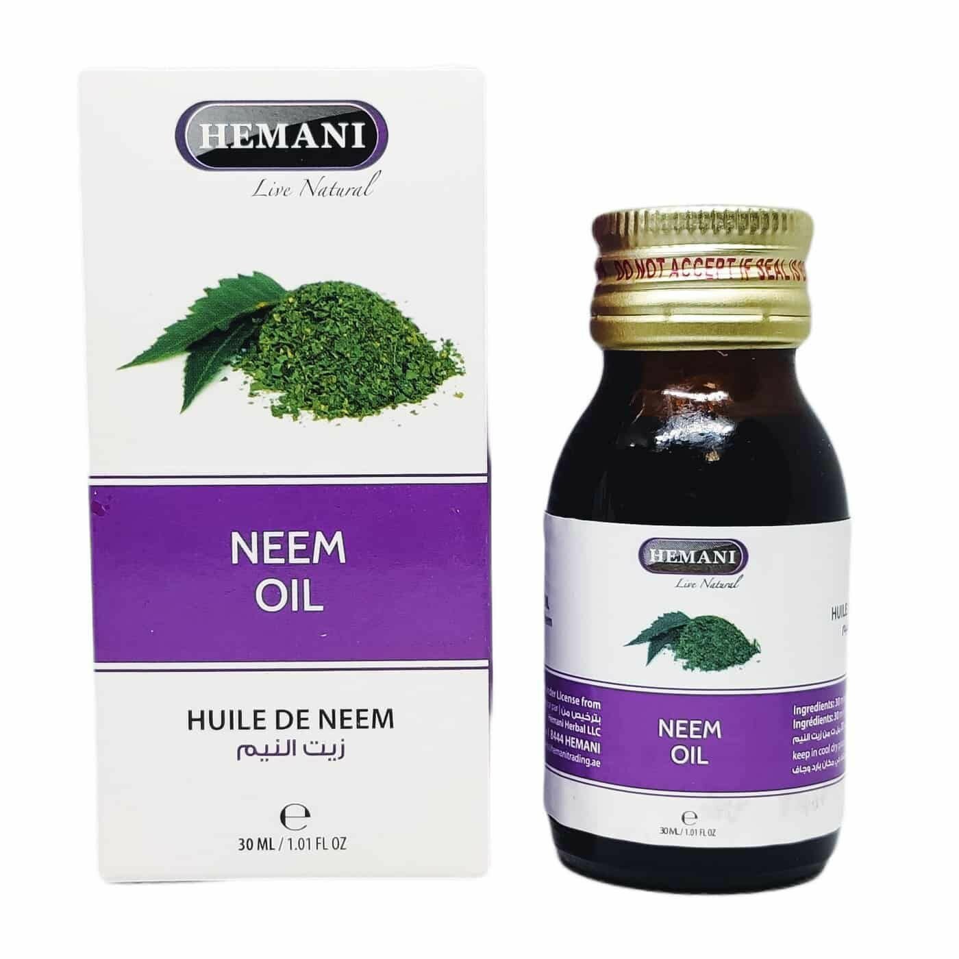 NEEM OIL Hemani (Масло нима, Хемани), против воспалительных заболеваний кожи, для ухода за волосами 30 мл.