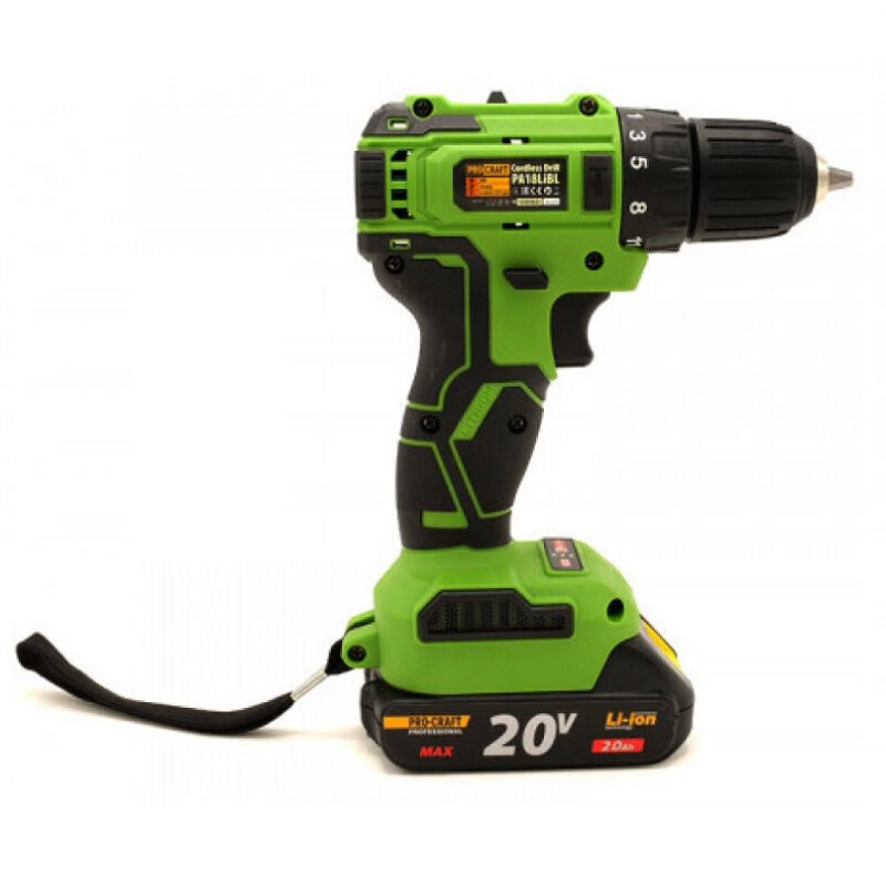 Шуруповерты Аккумуляторный шуруповерт Procraft PA18LiBL, 20 В, 1акк х 2,0 Ah, з. у