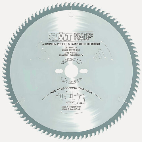 Изображение товара Диск пильный 300 x 3.2 х 30 мм 96T (алюминий) CMT 297.096.12M