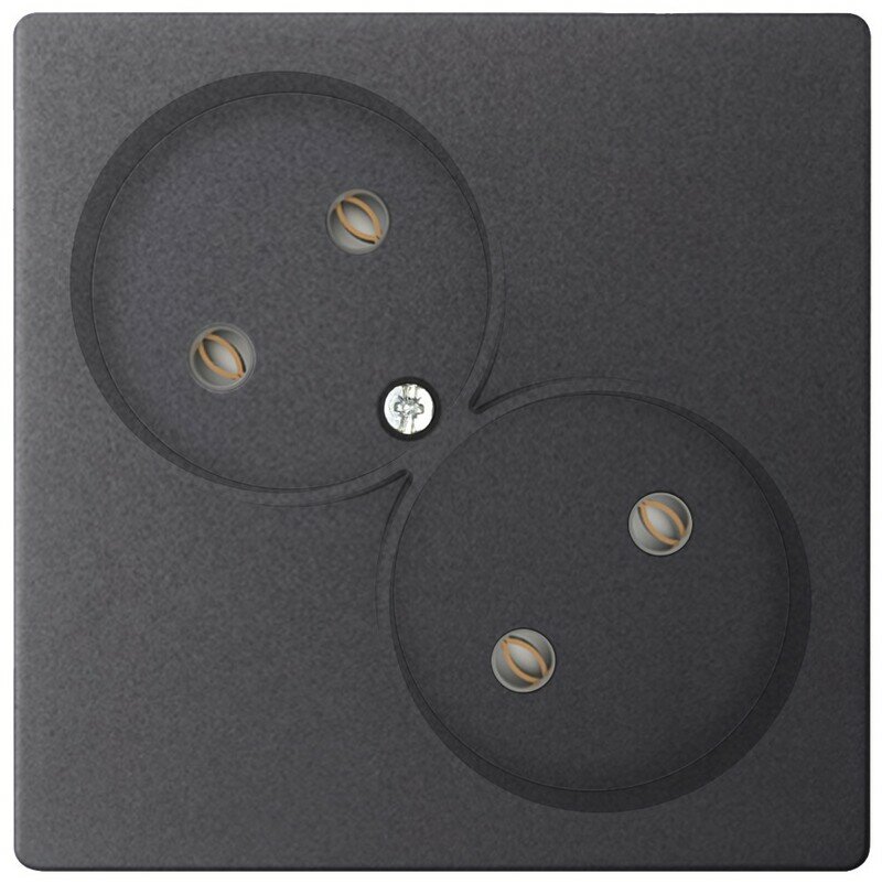 Розетка Simon 24 2450457-038 Графит, двойная, 2 гнезда, без защитных шторок, IP20