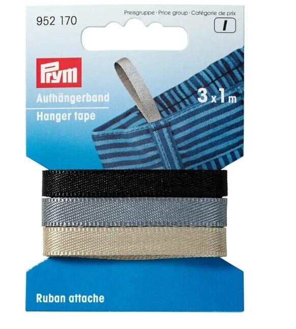 Неэластичная лента-Лента для вешалок 3цвета*1м 5мм черн беж серый 100%п/э блистер 952170