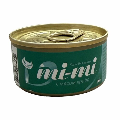 Влажный корм Mi-Mi для кошек и котят с мясом краба, кусочки в желе, 80 гр