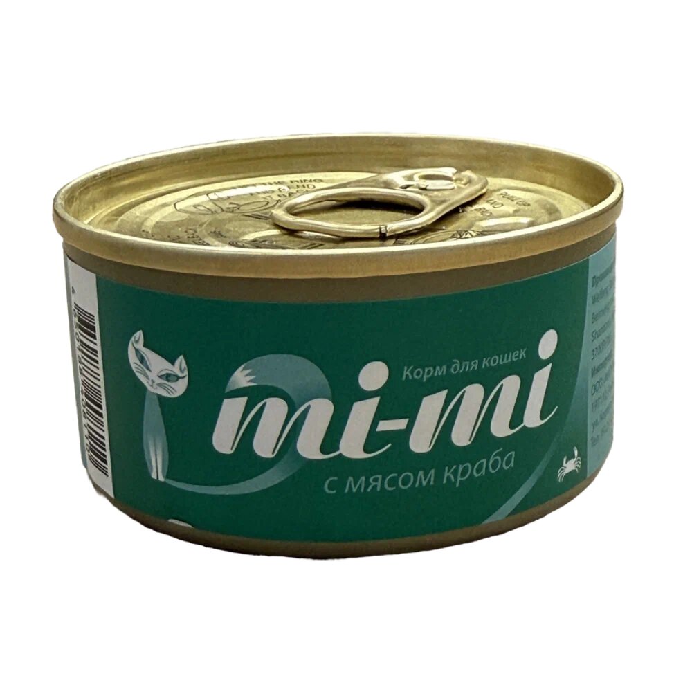 Влажный корм Mi-Mi для кошек и котят с мясом краба, кусочки в желе, 80 гр