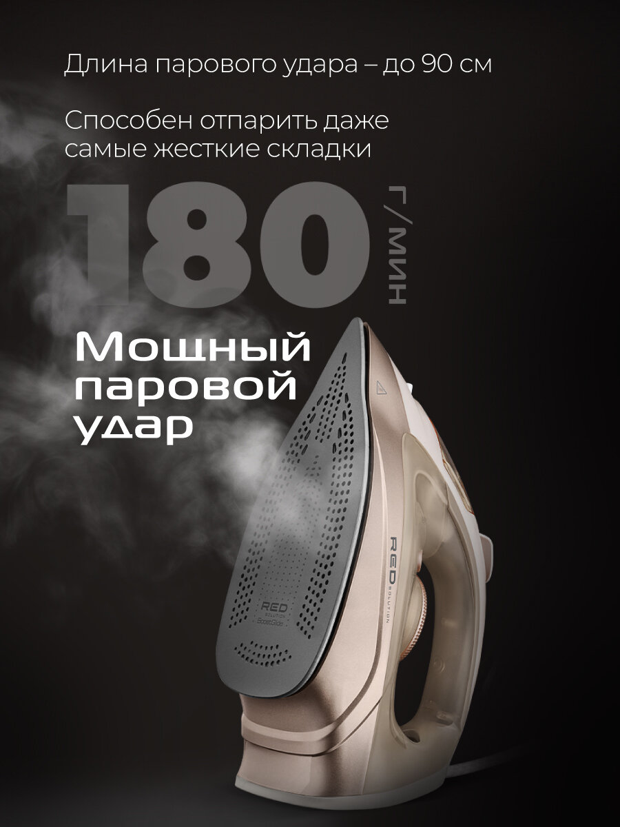 Утюг RED SOLUTION L297, керамическая подошва, паровой удар 180г/мин — фото 1