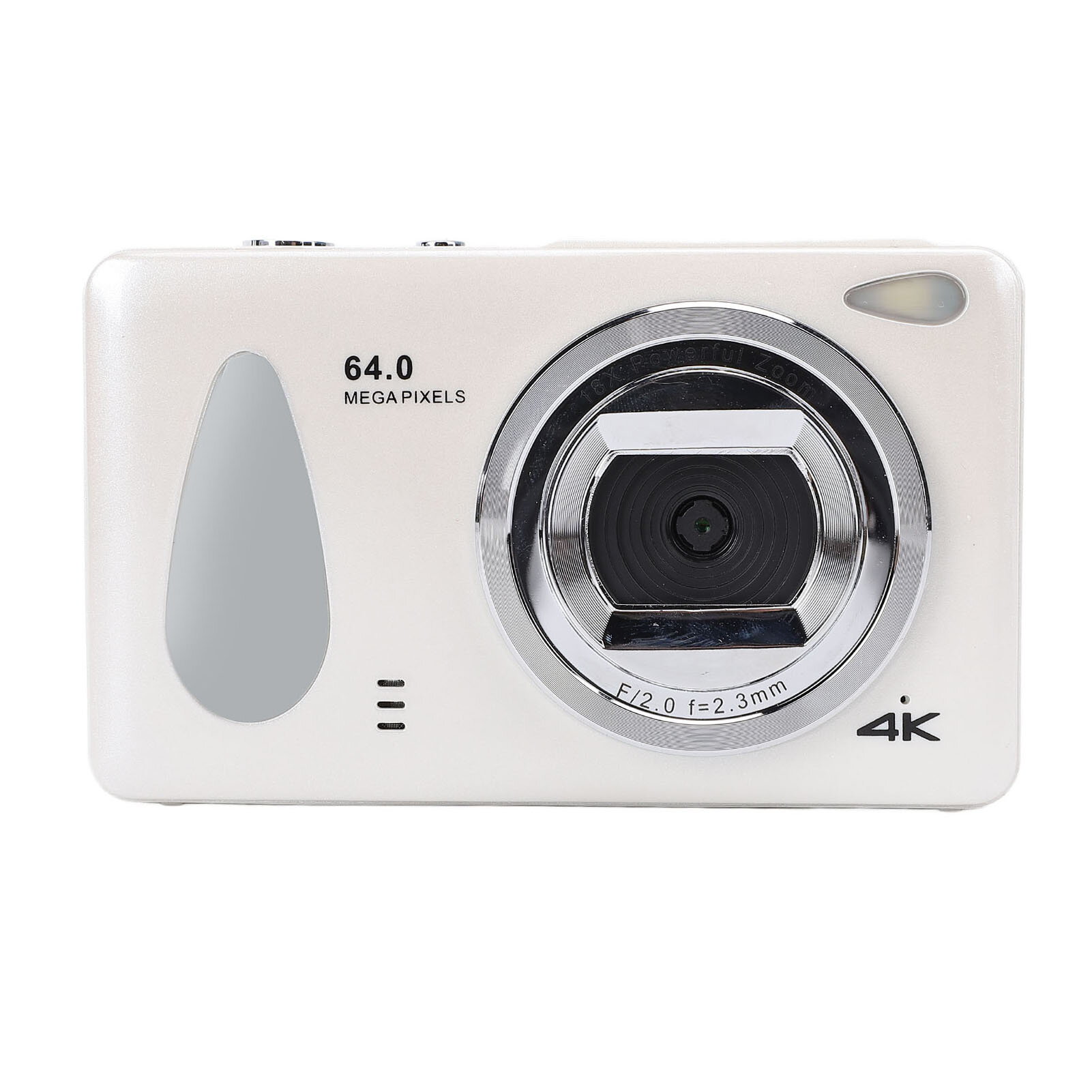 Цифровая камера 4K 64MP 18x Zoom Auto Focus Loop Recording 2.8-дюймовый экран LED Fill Light Компактная студенческая камера для ежедневных путешествий Белый