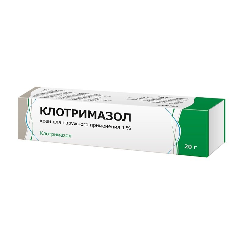 Клотримазол Крем Д/Наружн. прим.1% Туба 20Г фото