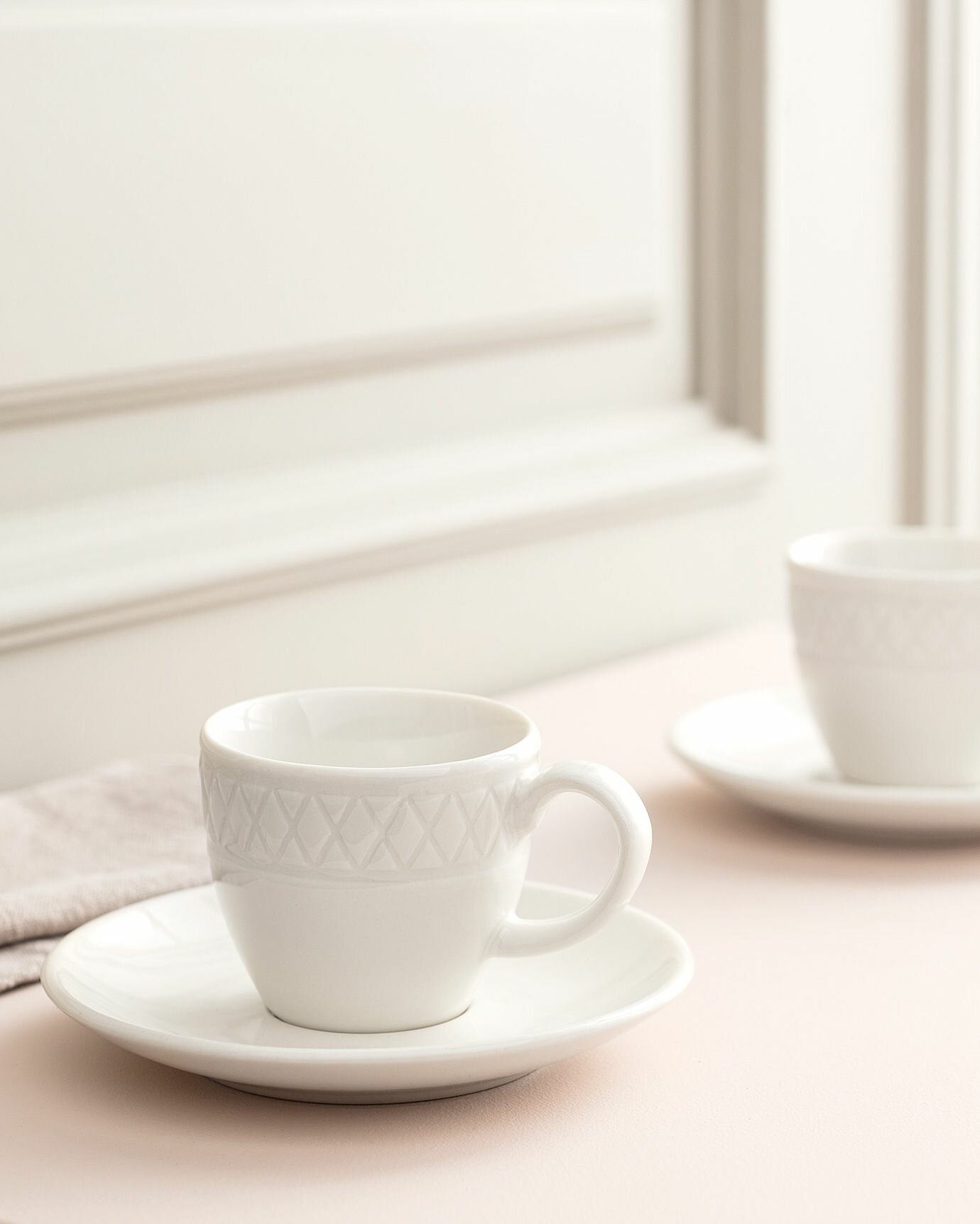 Кофейная пара фарфор, 2 персоны, 4 предмета, 90 мл, MADAME COCO, белая — фото 1