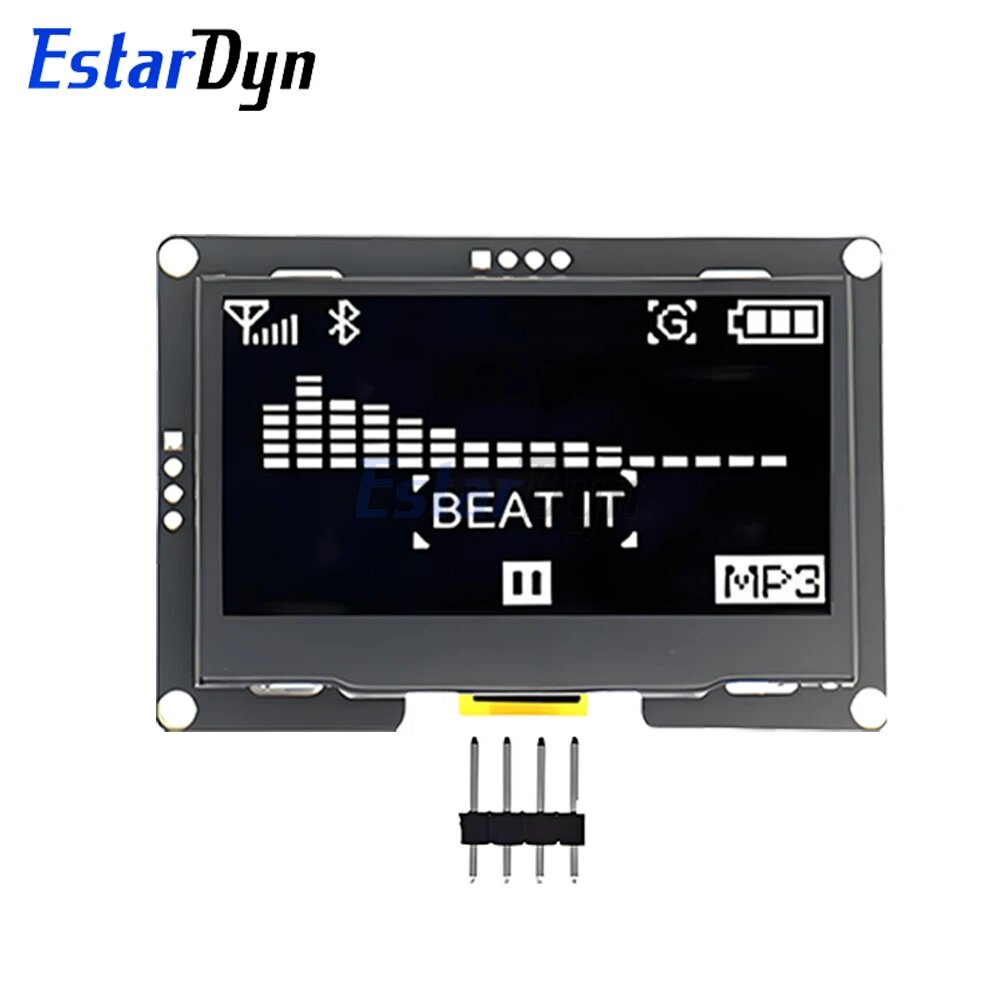 Estardyn 2,4 "2,42 дюйма 128x64 OLED ЖК-дисплей Модуль SSD1309 12864 4-контактный последовательный интерфейс IIC I2C для Arduino C51, I2C interface White