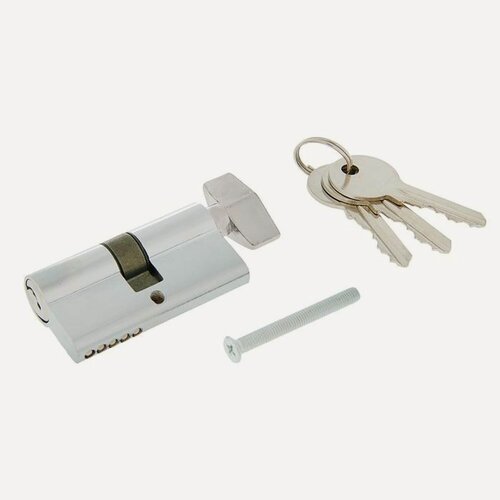 Изображение товара Цилиндровый механизм, 60 мм, с вертушкой, английский ключ, 3 ключа, хром