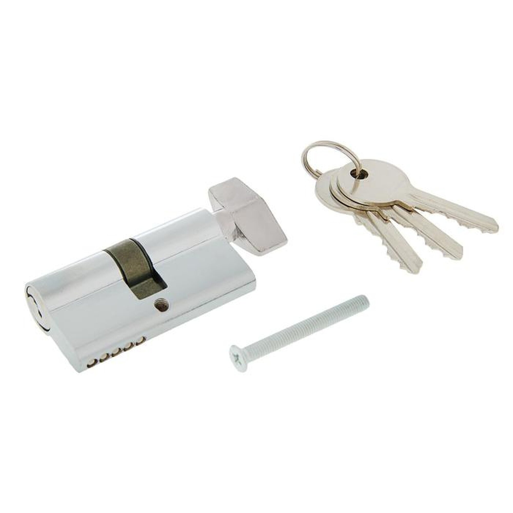 Цилиндровый механизм 60 мм с вертушкой английский ключ 3 ключа хром