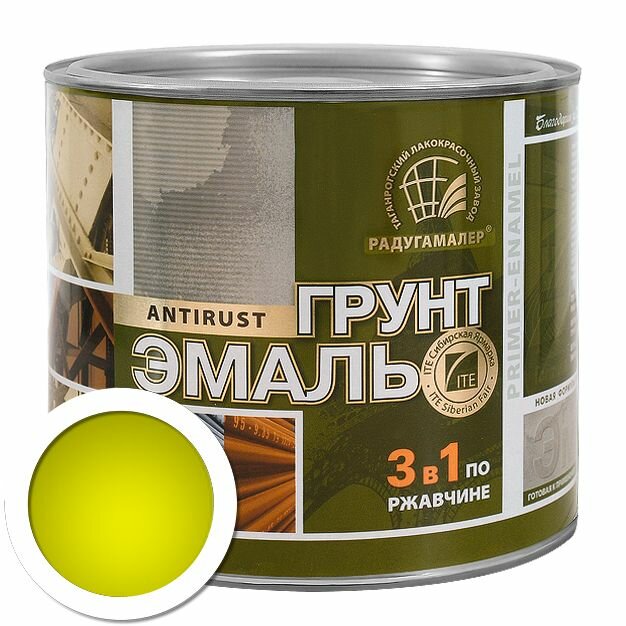 Желтая грунт-эмаль по ржавчине 3в1 27кг РадугаМалер