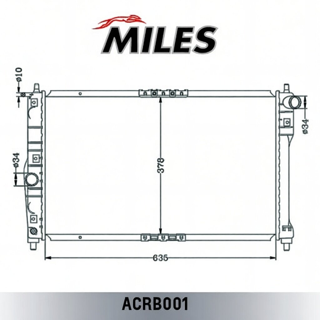 Радиатор CHEVROLET LANOS 97- 1.5/1.6 MT/ ZAZ CHANCE 09- 1.3 (для а/м с A/C) паяный ACRB001 Miles арт