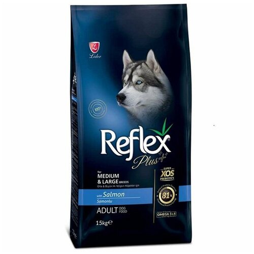 Сухой корм для собак Reflex лосось 15 кг (для средних и крупных пород) mystic adult dog food salmon сухой корм для собак с лососем 2 5кг