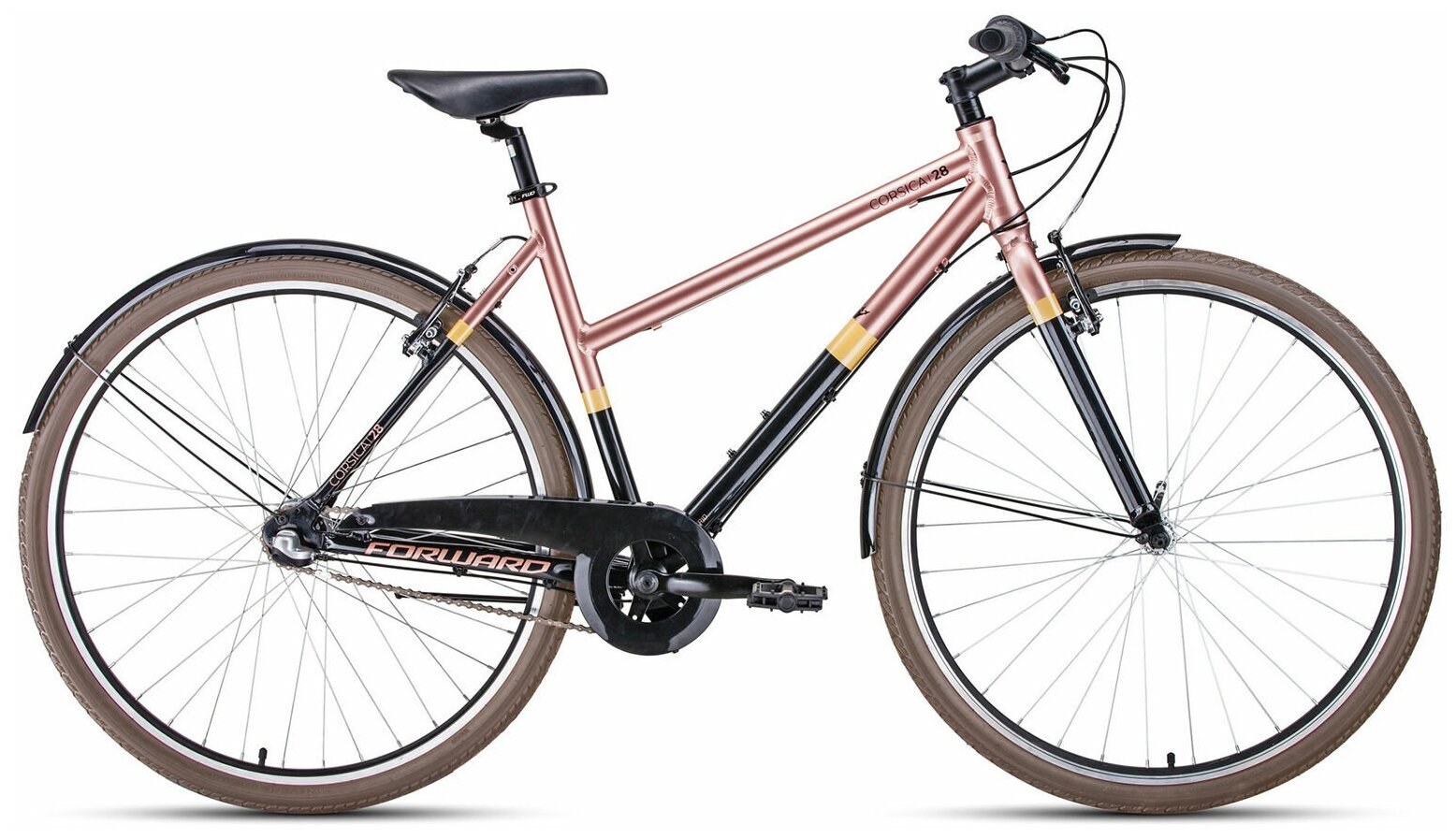 Городской велосипед FORWARD Corsica 28 (2020) черный/коричневый 50 см (требует финальной сборки)