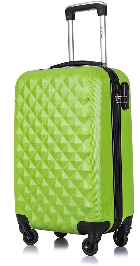 Чемодан на колесах L case Phatthaya. Маленький S, АВС пластик. Зеленый дорожный чемодан на колесиках для путешествий и поездок.