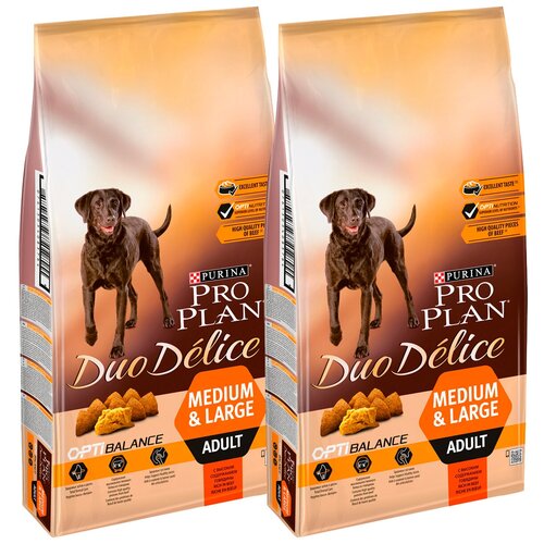 Сухой корм для собак Pro Plan Duo Delice, говядина 1 уп. х 2 шт. х 10 кг (для мелких пород) pro plan duo delice medium