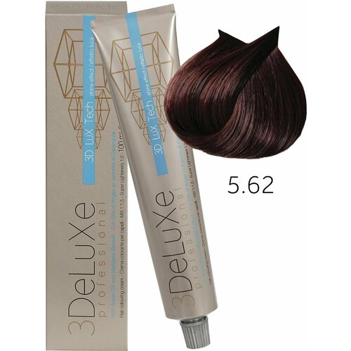 3Deluxe крем-краска для волос 3D Lux Tech, 5.62 светло-каштановый фиолетово-красный, 100 мл