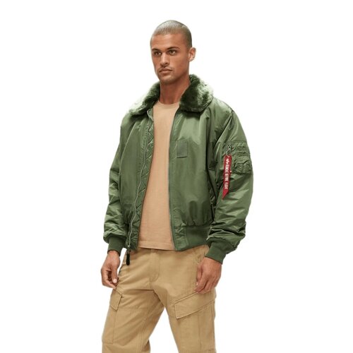 фото  бомбер alpha industries b-15 flight jacket, силуэт прямой, размер xxl, зеленый