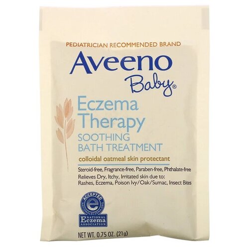 Aveeno, Успокаивающее средство для принятия ванн при экземе у детей, без запаха, 5 пакетиков, 106 г (3,75 унций)