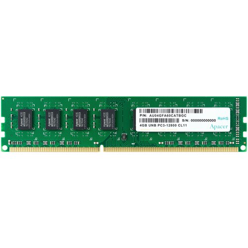 Оперативная память Apacer 4 ГБ DIMM CL11 AU04GFA60CATBGC оперативная память lenovo 8 гб ddr3 1600 мгц dimm cl11 00d5036