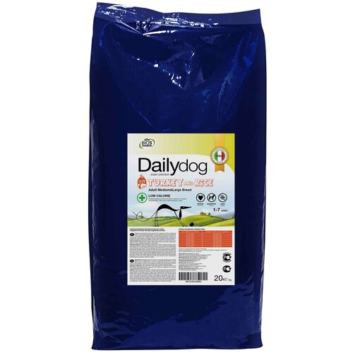 Сухой корм для собак DailyDog низкокалорийный, индейка, с рисом 1 уп. х 1 шт. х 20 кг сухой корм для щенков dailydog индейка с рисом 1 уп х 1 шт х 1 5 кг для