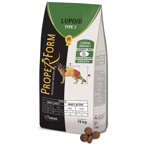 Сухой корм для собак Proper Form Lupoid Type 2, для активных животных, курица 18 кг (для средних и крупных пород)