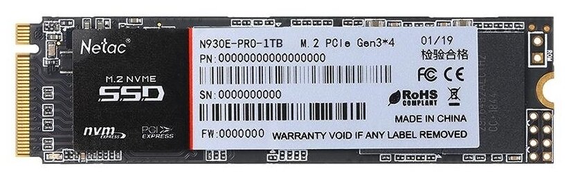 SSD диск NETAC M.2 (2280) N930E Pro 1.0 Tb PCIe NVMe 3.0 x4 TLC NT01N930E-001T-E4X