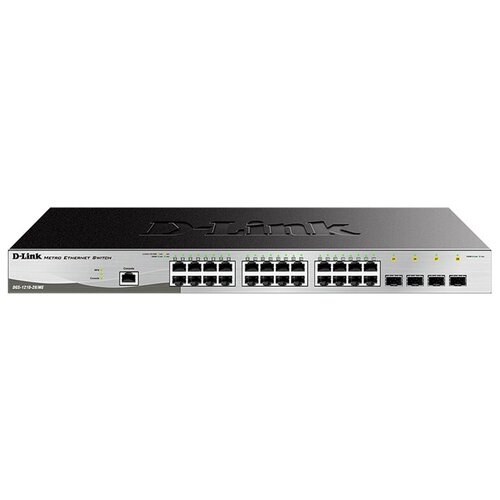 Коммутатор D-Link DGS-1210-28/ME/B коммутатор d link dgs 1210 28mp me b2a proj l2 managed switch with 24 10 100 1000base t ports and 4 1000base x sfp ports 24 poe ports 802 3af 802 3at 30 w poe budget 370 w 16k mac address 802 3x flow co dgs 1210 28mp me b2a