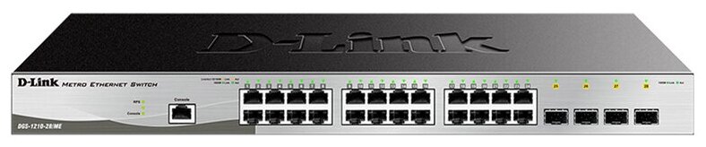 D-Link DGS-1210-28/ME/B2A Управляемый коммутатор 2 уровня с 24 портами 10/100/1000Base-T и 4 портами 1000Base-X SFP, возможностью питания от сети 220