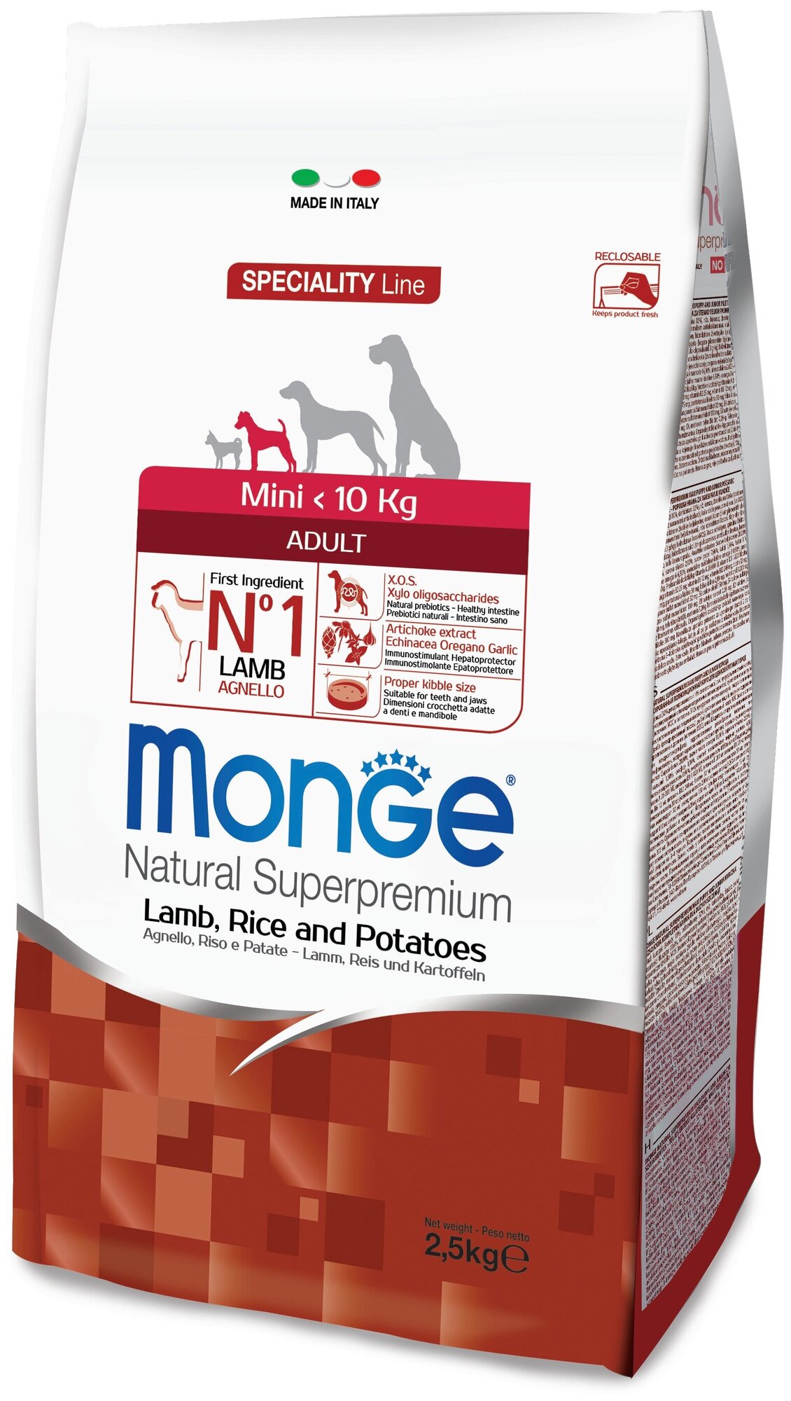   MONGE SPECIALITY DOG MINI ADULT LAMB       ,    (2,5 )