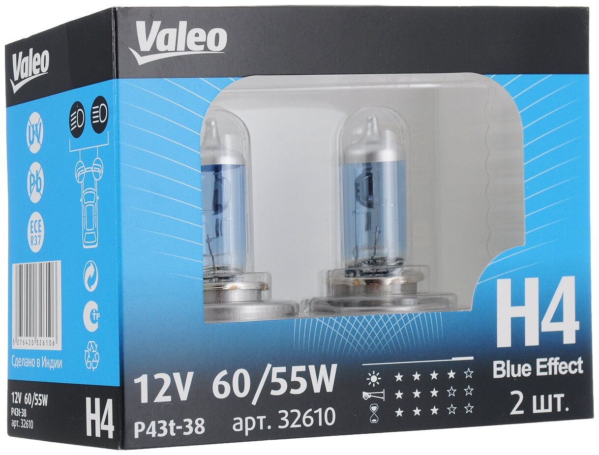 Лампа H4 Blue Effect 12v(55/60w) [Блистер][2шт.] P43t-38 Valeo арт. 032610