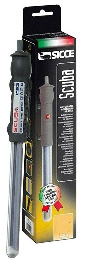 SCUBA 50 Sicce- нагреватель, мощность 50Вт, высота 25см, кабель 1,5м, макс. V аквариума 25-50л,